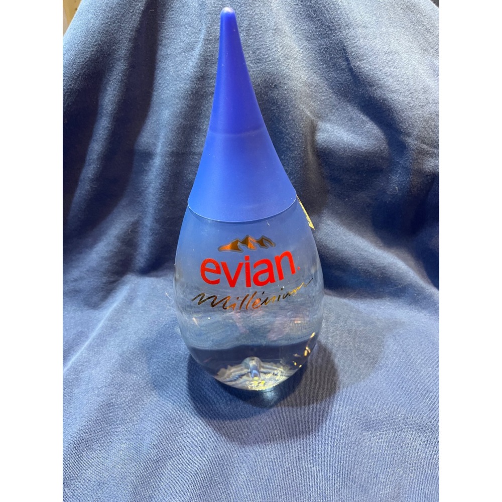 Evian Millennium 2000 Limited Edition Glass Water Bottle 1L Collectible Sealed